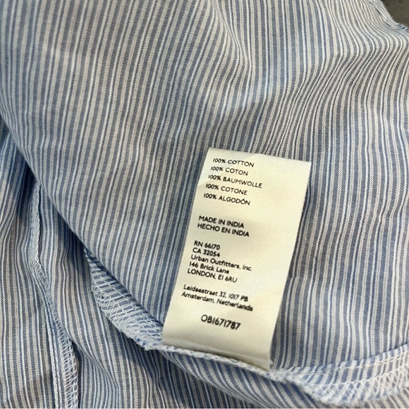 Pilcro Corset Buttondown Blouse Blue and White Size Small - Picture 10 of 13